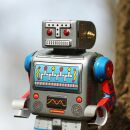Robot - Robot de hojalata - robot pequeño - azul plateado - Juguete de lata