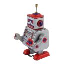 Robot giocattolo - Robot - piccolo robot - rosso argento - robot di latta