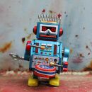 Robot - small robot with drum - blue - tin robot