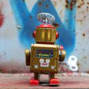 Roboter - Roboter mit Trommel - goldfarben - Blechroboter