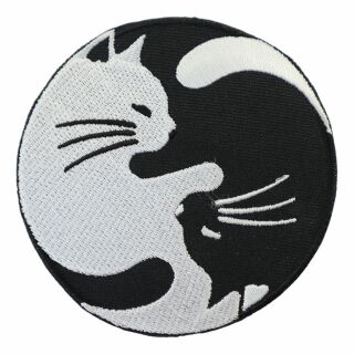 Aufnäher - Katze - Miezekatze - schwarz-weiß - Patch