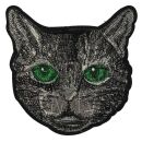 Aufnäher XL - Katzen Kopf - Augen grün -...