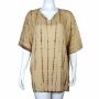 Cotton shirt short sleeve brown-beige shirt batik