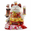 Agitando gato chino - Porcelana 25 cm blanco - Maneki Neko de alta calidad 05