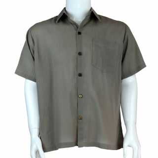 Mens shirt - dress shirt - lapel collar - short-sleeved - unicoloured - grey