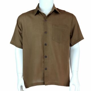 Camicia uomo - camicia elegante - collo con revers - manica corta - unicolore - marrone