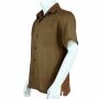 Camicia uomo - camicia elegante - collo con revers - manica corta - unicolore - marrone