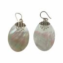 Earrings - hanging earrings - 925 silver - mother of pearl - oval 3x2.5 cm - white