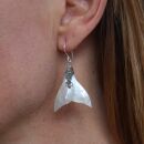 Ohrringe - Hängeohrringe - Ohrhänger - 925 Silber - Perlmutt - Flosse 3x2,5 cm - weiß