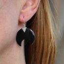 Ohrringe - Hängeohrringe - Ohrhänger - 925 Silber - Mondsichel 2,5 cm - schwarz
