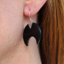 Ohrringe - Hängeohrringe - Ohrhänger - 925 Silber - Mondsichel 2,5 cm - schwarz