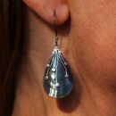 Earrings - hanging earrings - 925 silver - mother of pearl - drop 3x2 cm - black