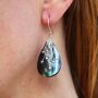 Earrings - hanging earrings - 925 silver - mother of pearl - drop 3x2 cm - black