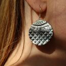 Earrings - hanging earrings - 925 silver - mother of pearl - round 3 cm - brown