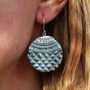 Earrings - hanging earrings - 925 silver - mother of pearl - round 3 cm - brown