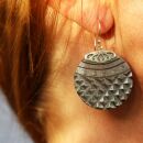 Orecchini - orecchini pendenti - argento 925 - madreperla - rotonda 3 cm - marrone
