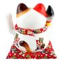 Agitando gato chino - Porcelana 21,5 cm blanco - Maneki Neko de alta calidad 03