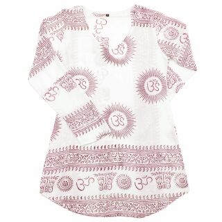Hemd - Bluse - Om Saira - weiß - rot - Oberhemd - Sommerhemd