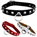Leather collar with pointed rivets 1-row - choker -...