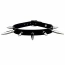 Leather collar with killer rivets mix 1-row - choker -...