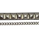 Leather boot chain - pyramid studs - black