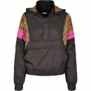 Ladies 90s pull-over jacket black-leo-pink sweater jacket
