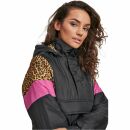 Ladies 90s Pull-Over-Jacke schwarz-leo-pink Pullover-Jacket