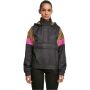 Ladies 90s Pull-Over-Jacke schwarz-leo-pink Pullover-Jacket