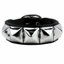 Leather bracelet with pyramid studs - black - rivet strap...