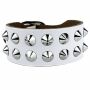 Leather bracelet with studs - Bracelet with spiked rivets - white - rivet strap 02-row