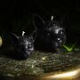 Candle wax light 3 eyes black cat head mysticism black