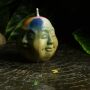 Candela luce di cera testa di Buddha a 4 facce figura candela colorata