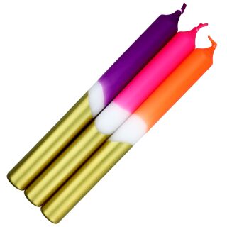 Candle - wax light - stick candle - 3 candles - 21 cm - vegan - neon colors