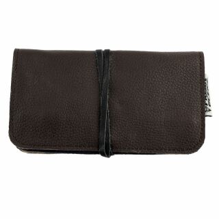 Leather tobacco pouch with ribbon swivel-bag tobacco pouch model 02
