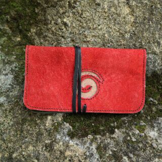 Leather tobacco pouch with ribbon swivel-bag tobacco pouch model 06 spiral