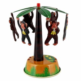 Tin toy - collectable toys - carousel with monkeys - little monkeys - monkey carousel