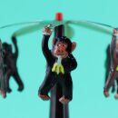 Juguete de hojalata - carrusel con monos - monitos - carrusel de monos