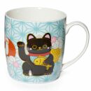 Taza gato de la suerte Maneki Neko porcelana taza de café