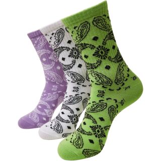 3er-Pack Socken Bandana Muster weiß-flieder-grün Socks