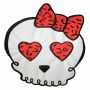 Backpatch - Skull with heart & bow - red