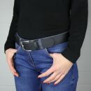 Leather belt - Buckle free belt - black - 4 cm - all sizes