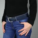 Cintura di pelle - cintura senza fibbia - blu - 4cm - tutte le lunghezze