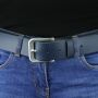 Leather belt - Buckle free belt - blue - 4 cm - all sizes