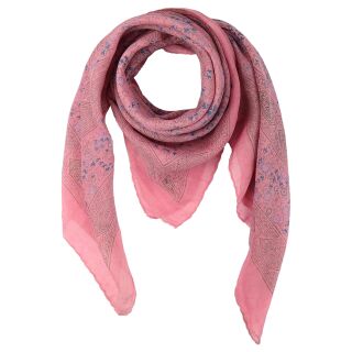 Cotton Scarf - Indian pattern 1 - pink - squared kerchief
