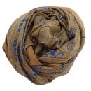 Cotton Scarf Indian pattern 1 brown black flowers blue squared kerchief