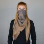 Cotton Scarf Indian pattern 1 brown black flowers blue squared kerchief