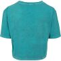 Ladies Acid Washed Cropped Tee teal black