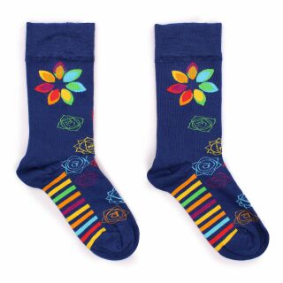 Socken aus Bambus - Regenbogen Chakra Mandala Blume blau
