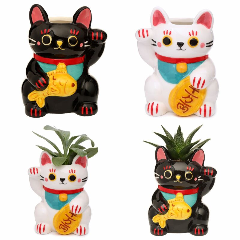 Niedlicher Keramik-Katzenblumentopf Weiß – Süße Vase Für Pflanzen, Deko Für Zuhause & Garten