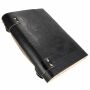 Leather notebook big - sketchbook diary with stones black